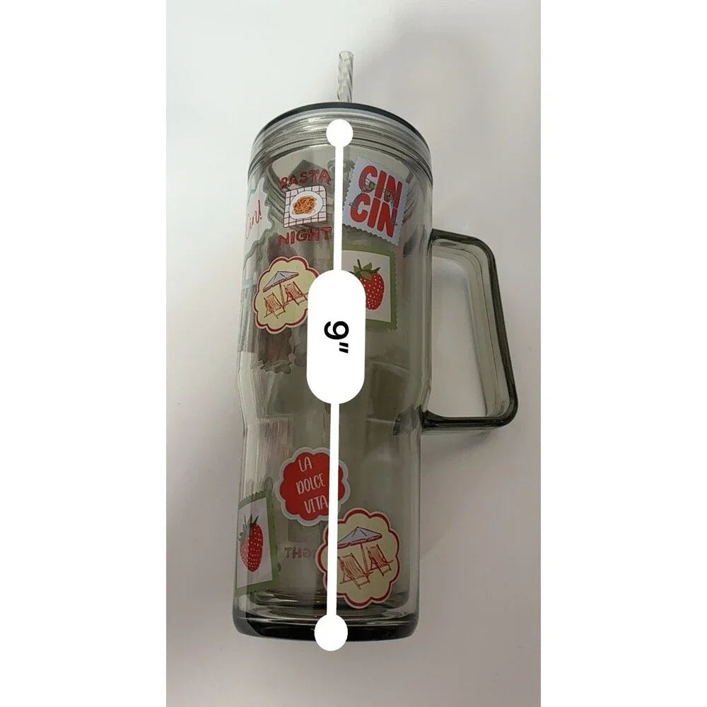 Just Feed Me Jessie James Decker 30 oz Tumbler with Handle Straw Stamps Design